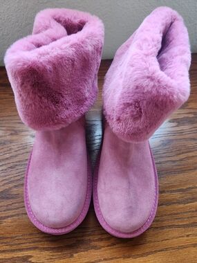 Michael Kors Pink Plush Foldover Winter Boots